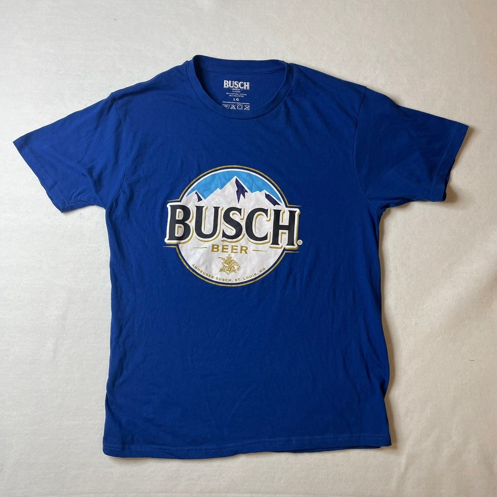 Busch Beer Blue T-Shirt Mens Large Graphic Tee Anheuser Busch St.‎ Louis